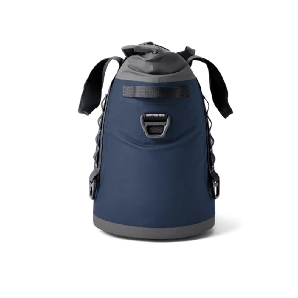 Side of Navy Yeti Hopper M30 Soft Cooler