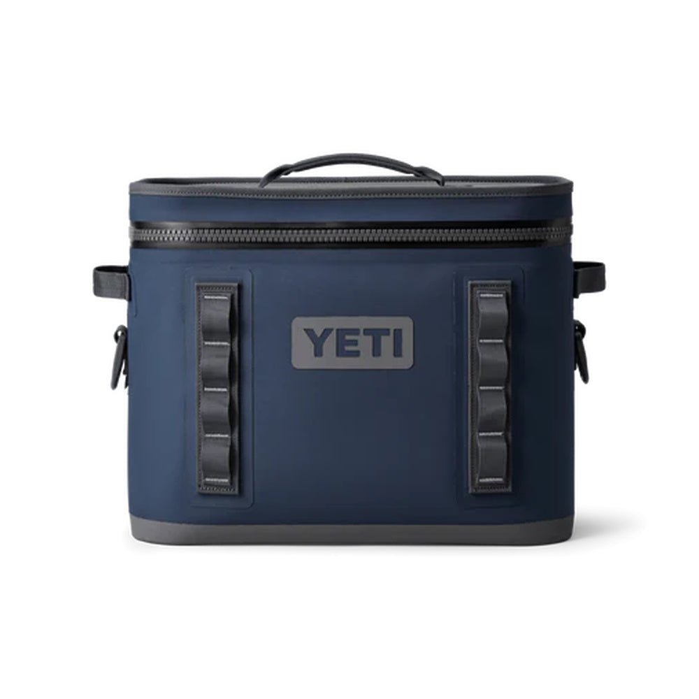 Front of Navy Yeti Hopper Flip 18 Soft Cooler without handles