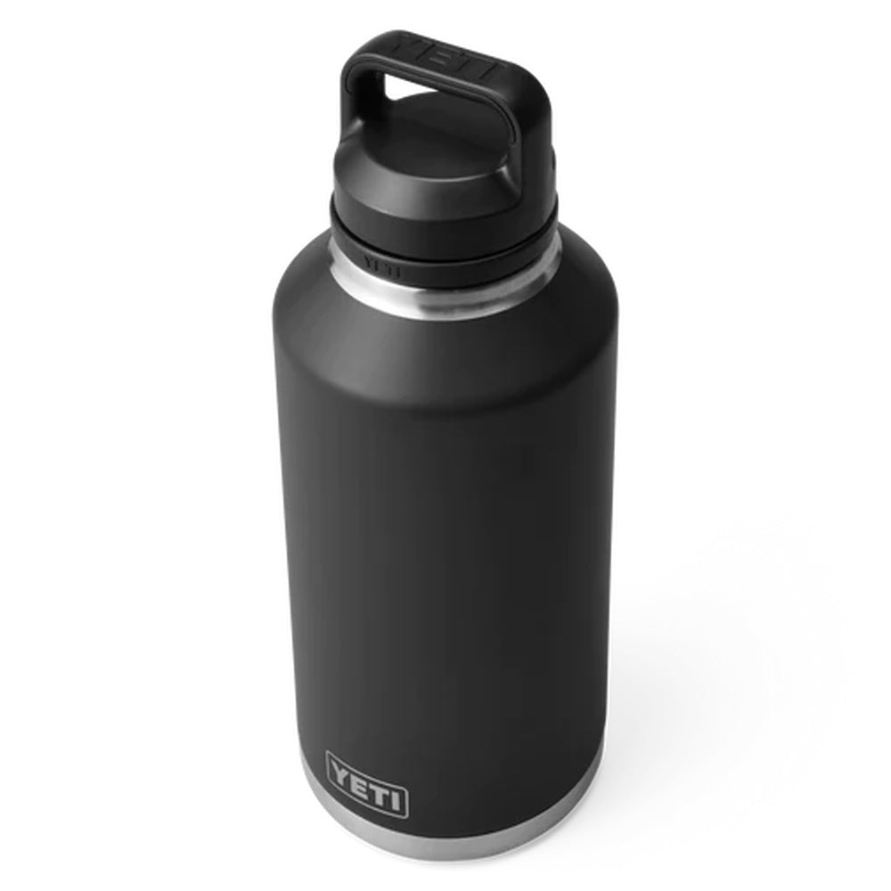 Top down of Black Yeti Rambler 64oz Bottle with Chug Cap