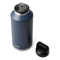 Navy Yeti Rambler 64oz Bottle with Chug Cap off