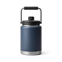 Back of Navy Yeti Rambler Half Gallon Jug