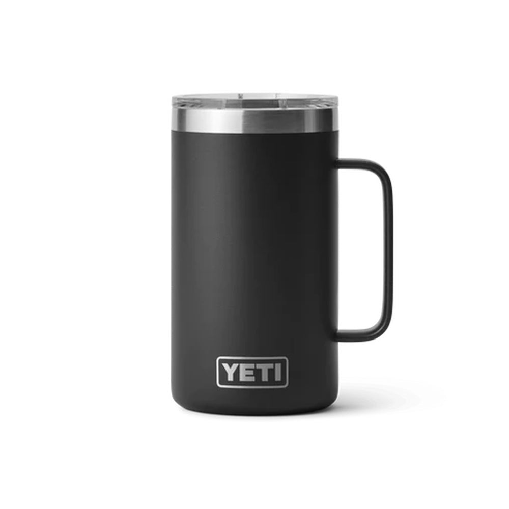 Front of Black Yeti Rambler 24oz Mug with MagSlider Lid