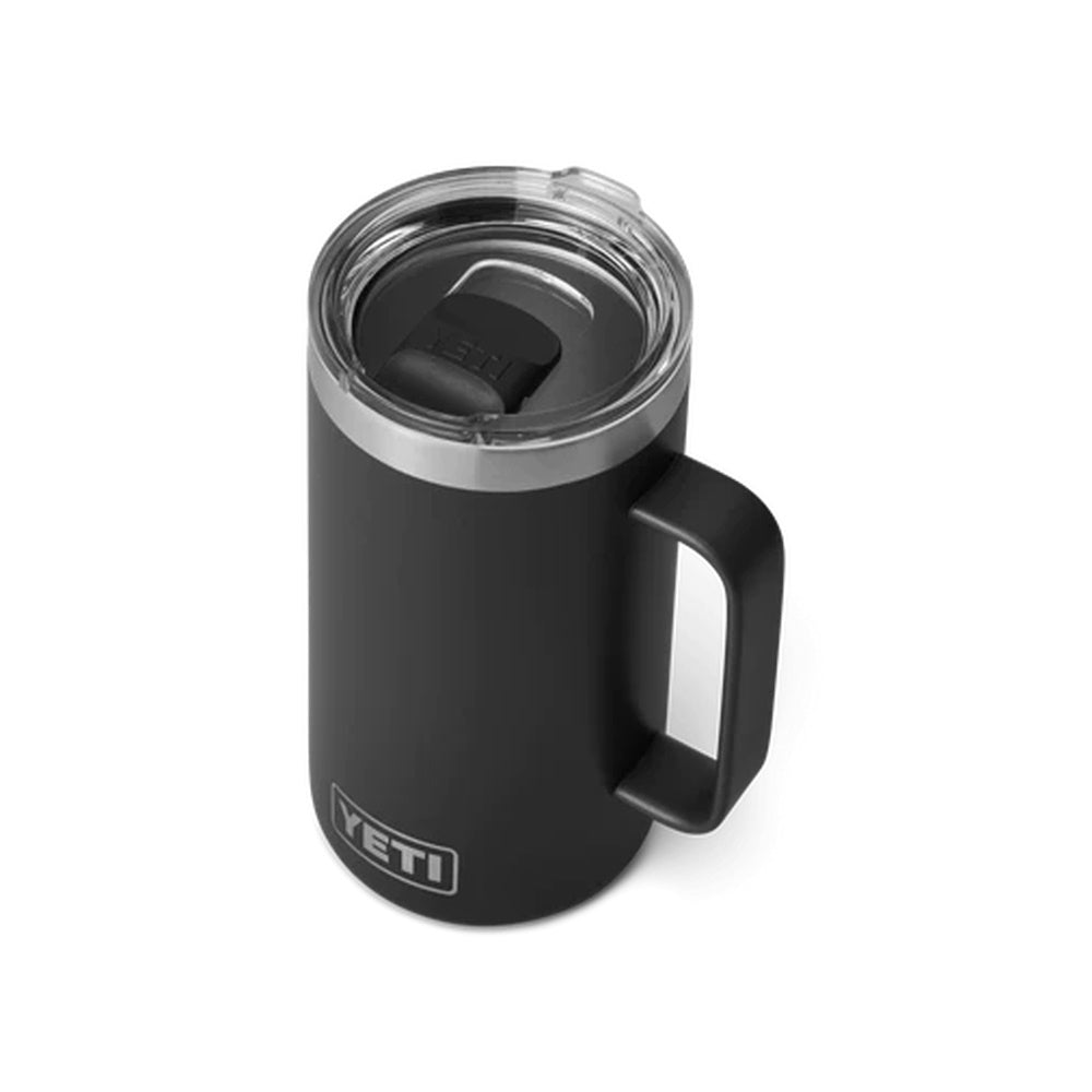 Top down of Black Yeti Rambler 24oz Mug with MagSlider Lid