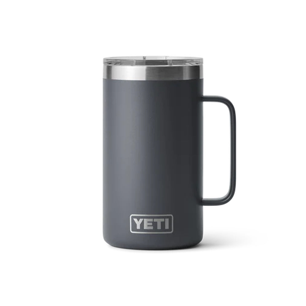 Front of Charcoal Yeti Rambler 24oz Mug with MagSlider Lid