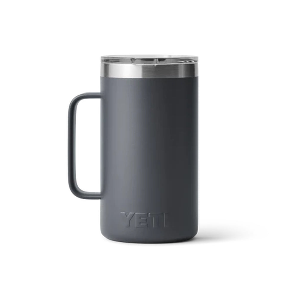 Back of Charcoal Yeti Rambler 24oz Mug with MagSlider Lid