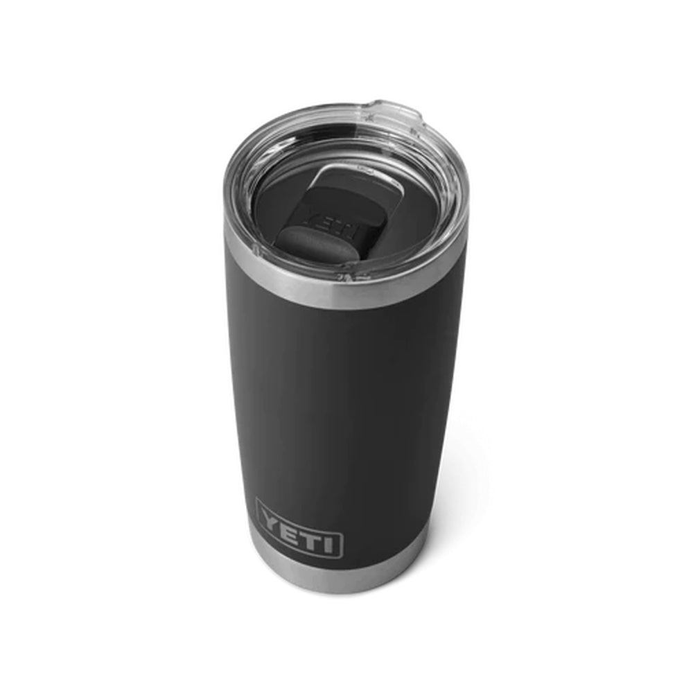 Top down of Black Yeti Rambler 20oz Tumbler with MagSlider Lid