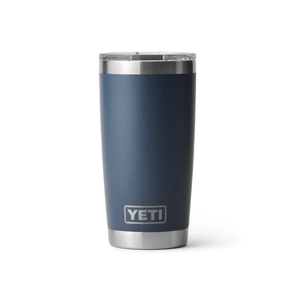 Front of Navy Yeti Rambler 20oz Tumbler with MagSlider Lid