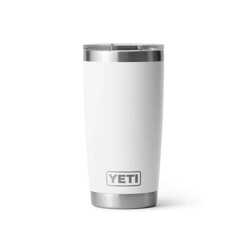 Front of White Yeti Rambler 20oz Tumbler with MagSlider Lid