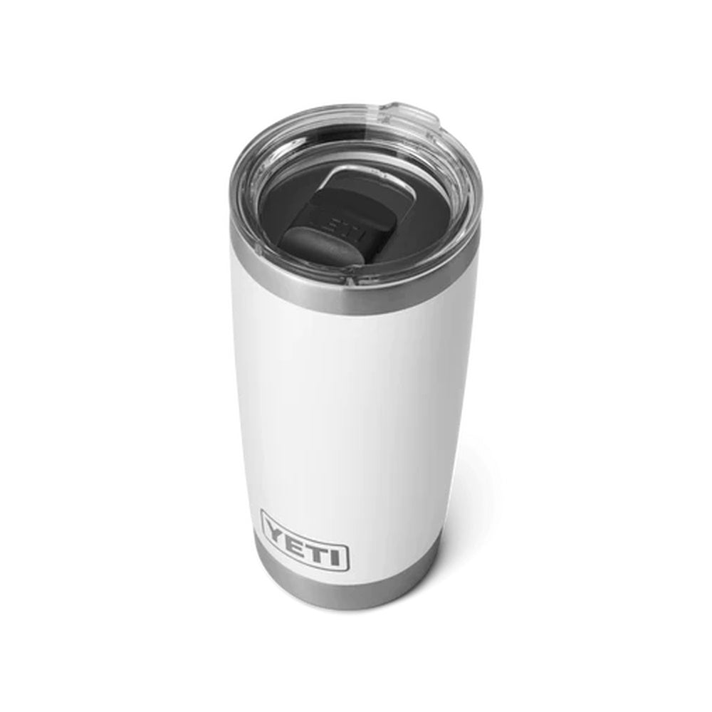 Top down of White Yeti Rambler 20oz Tumbler with MagSlider Lid