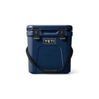 Front of Navy Yeti Roadie 24 Hard Cooler