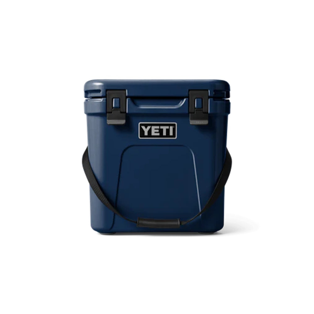 Front of Navy Yeti Roadie 24 Hard Cooler