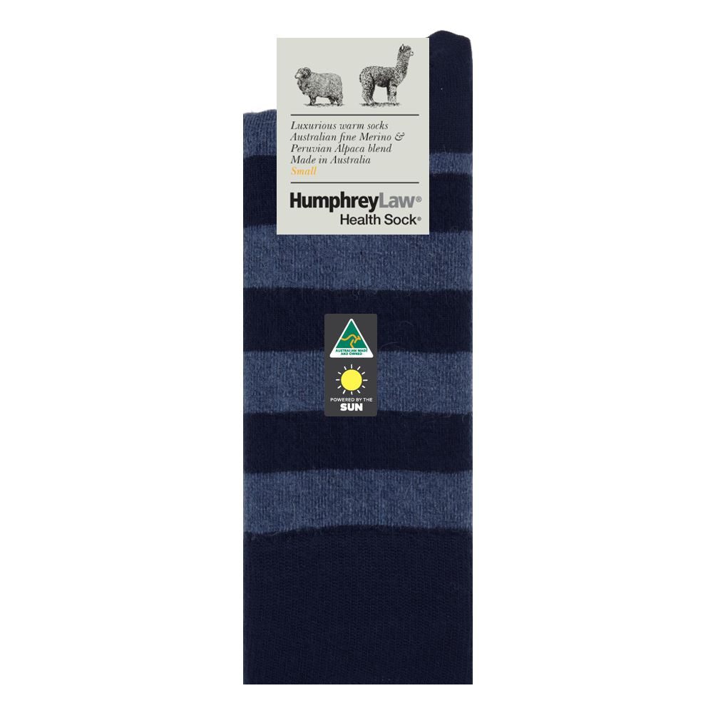 Navy Health Socks in Stripe Pattern