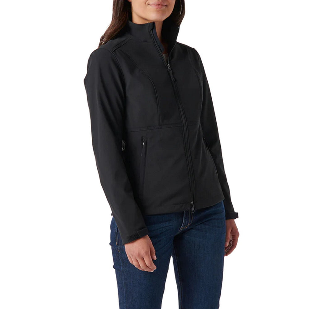 Front view of 5.11 Women's Leone Softshell Jacket in Black