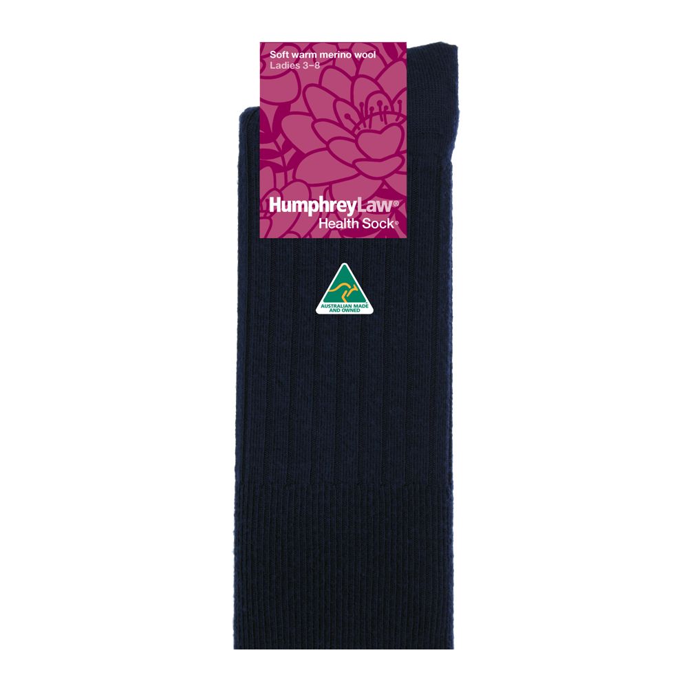 Humphrey Law Ladies 95% Fine Merino Wool Health Socks in Navy