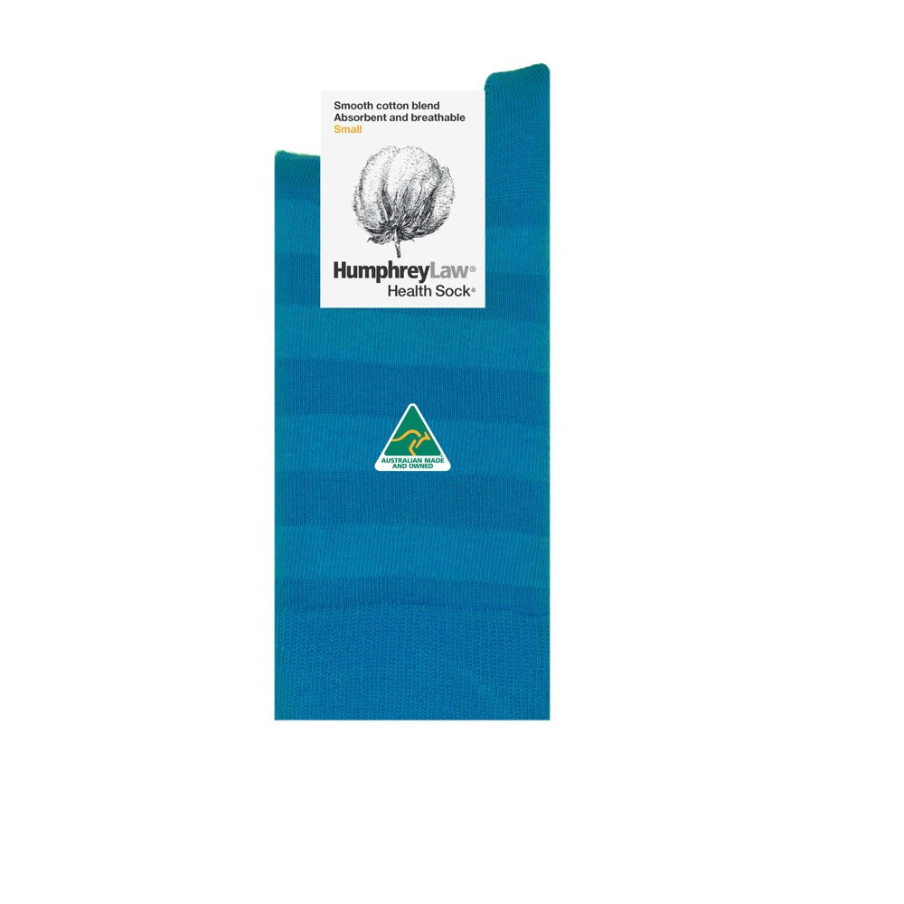 Humphrey Law Ladies Cotton Striped Health Socks in imperial blue