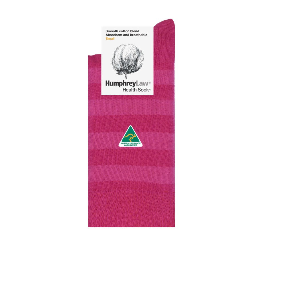 Humphrey Law Ladies Cotton Striped Health Socks in Fuchsia