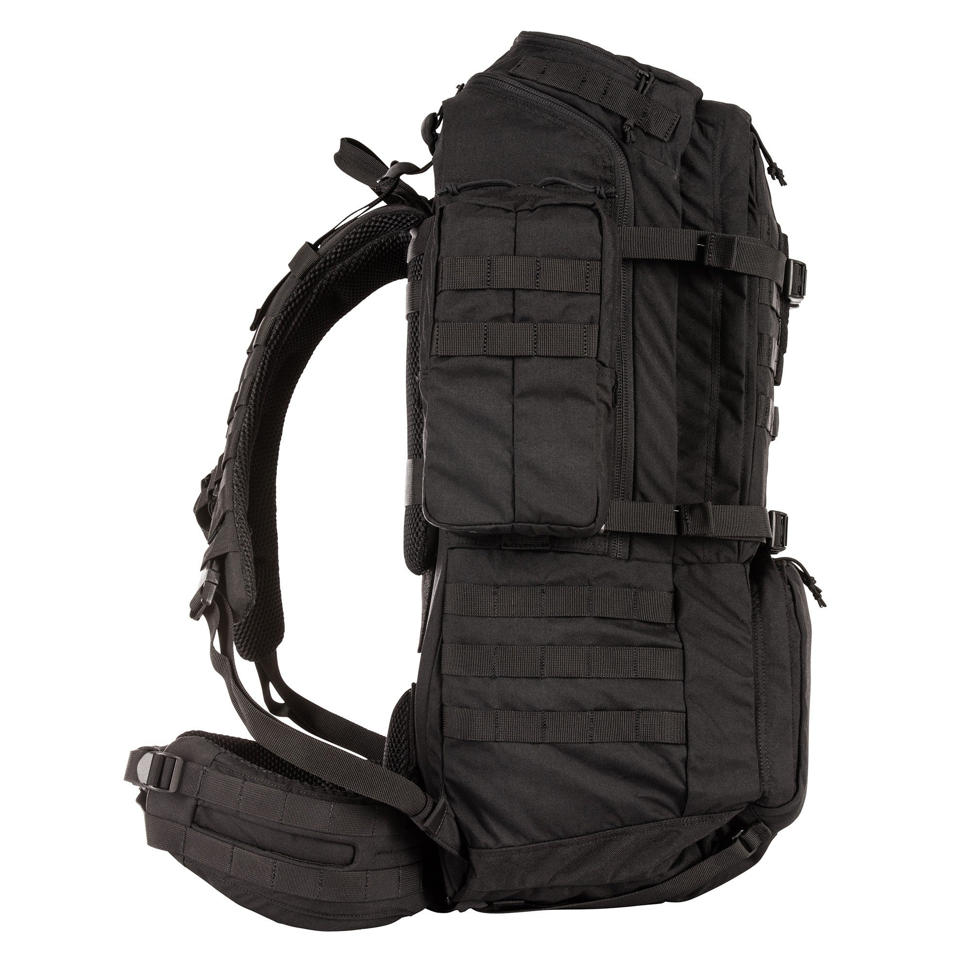 Side view of 5.11 Rush 100 Backpack in Black
