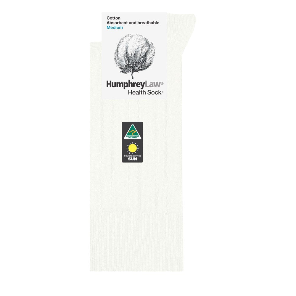 Humphrey Law 95% Mercerised Cotton Health Socks White