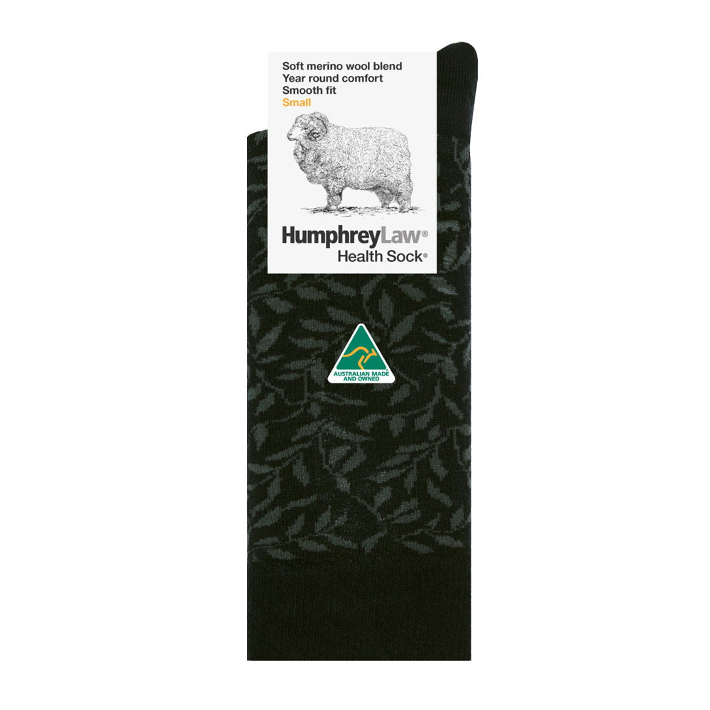 Black Taupe Leaves Pattern Socks
