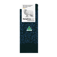 Humphrey Law Fine Merino Wool Pattern Socks Navy Denim Leaves