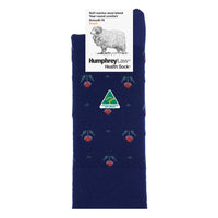 Humphrey Law Fine Merino Wool Pattern Socks Navy Tulips