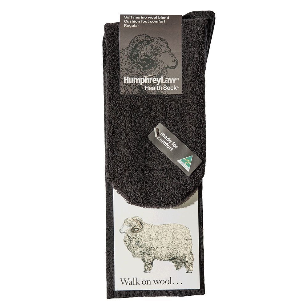 Humphrey Law Merino Wool Cushion Sole Health Socks Charcoall