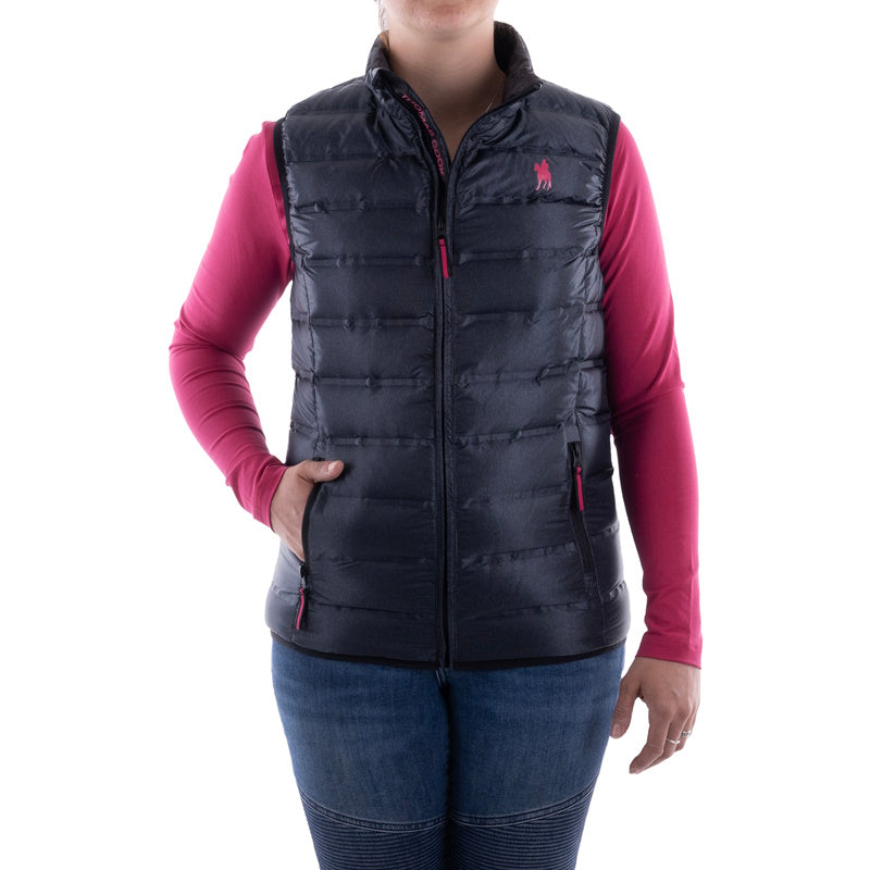 Front view of Thomas Cook Women's Oberon Light Weight Down Vest in Midnight