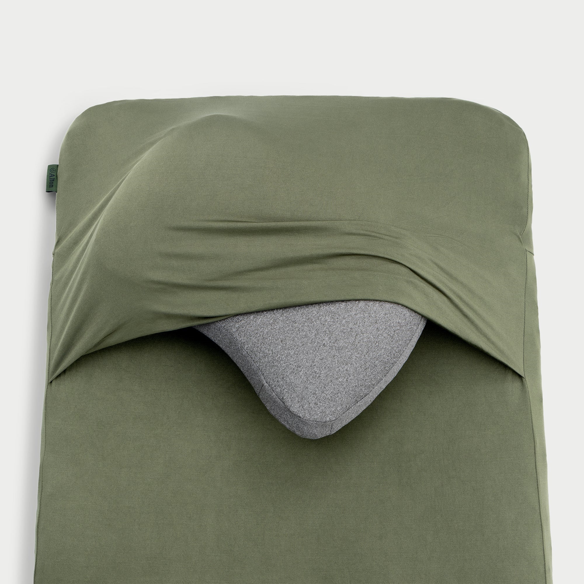Pillow placed into Alton Goods Fitted Sheet for Sleeping Mat