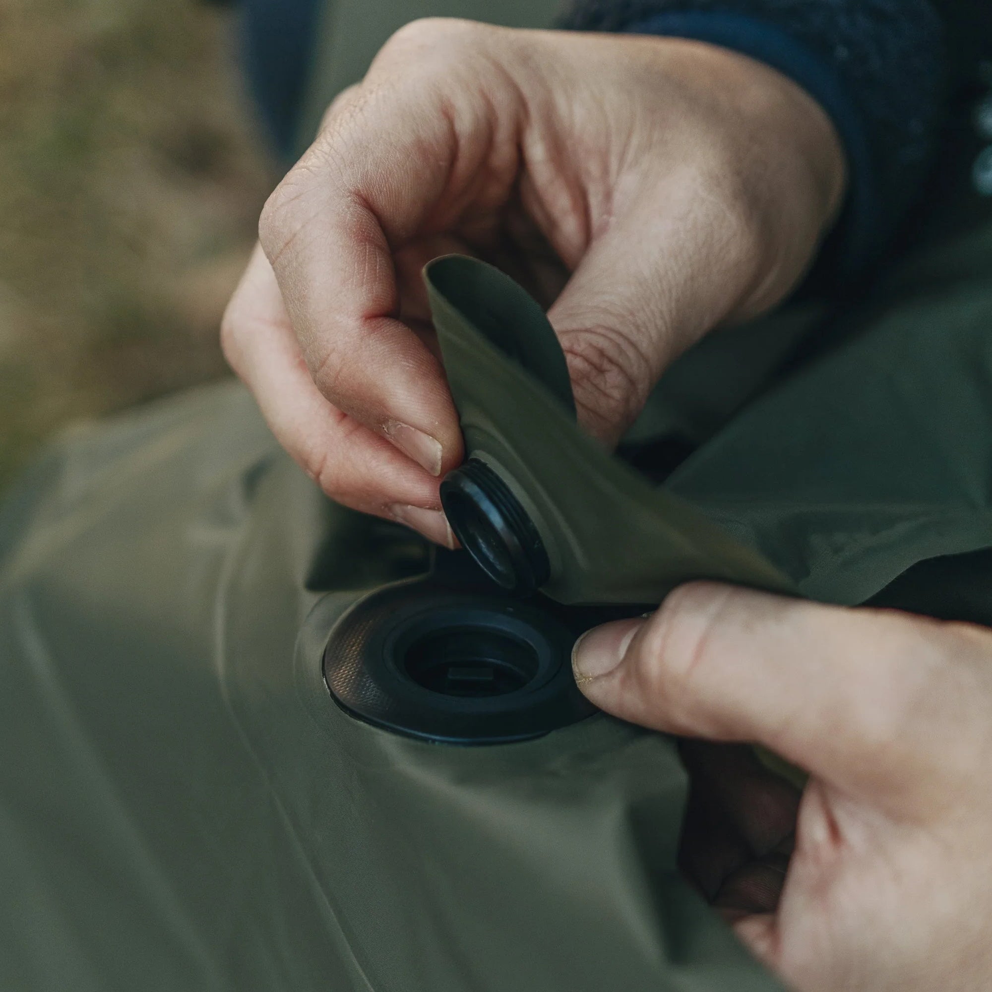 Close up of bung on Alton Goods Insulated Sleeping Mat