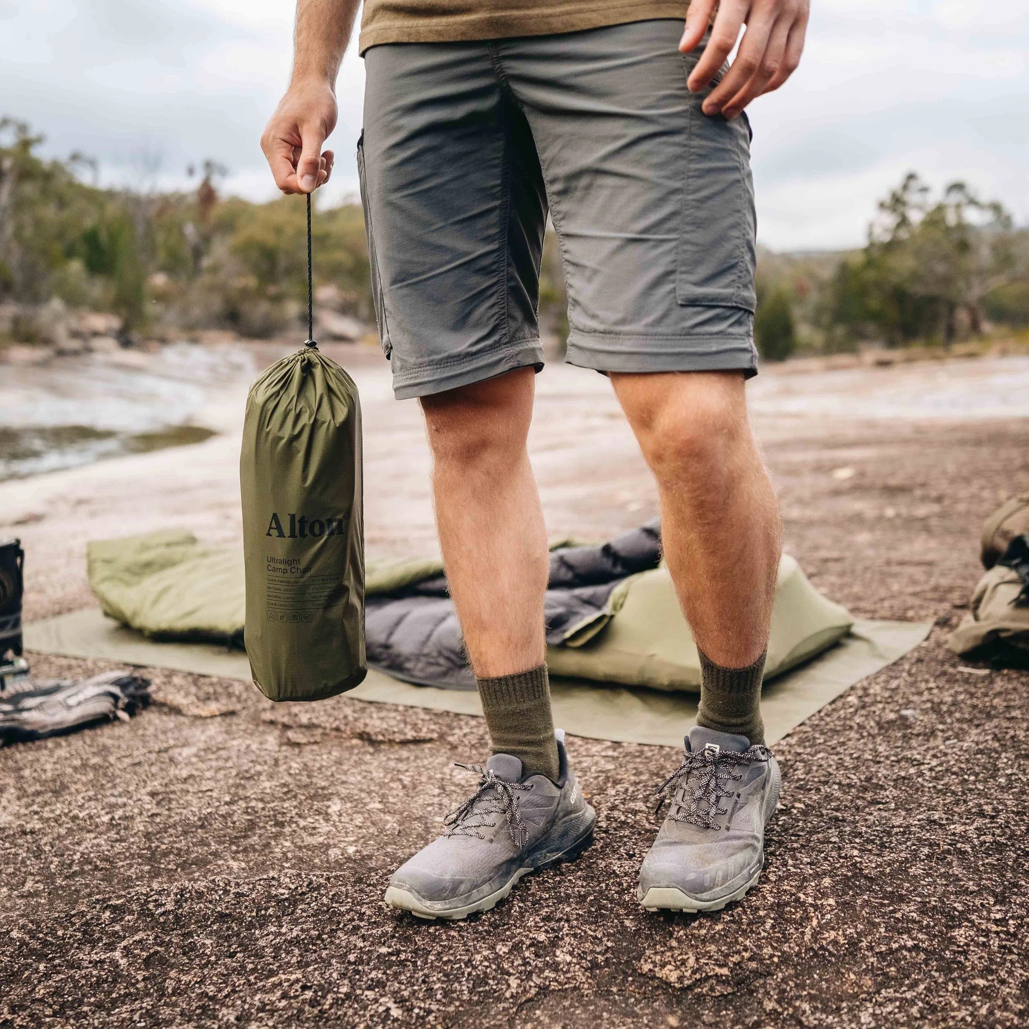 Alton Goods Ultralight Camp Chair packed into bag