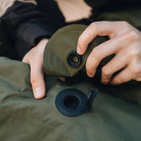 Close up of valves on Alton Goods Ultralight Pump Bag and mattress