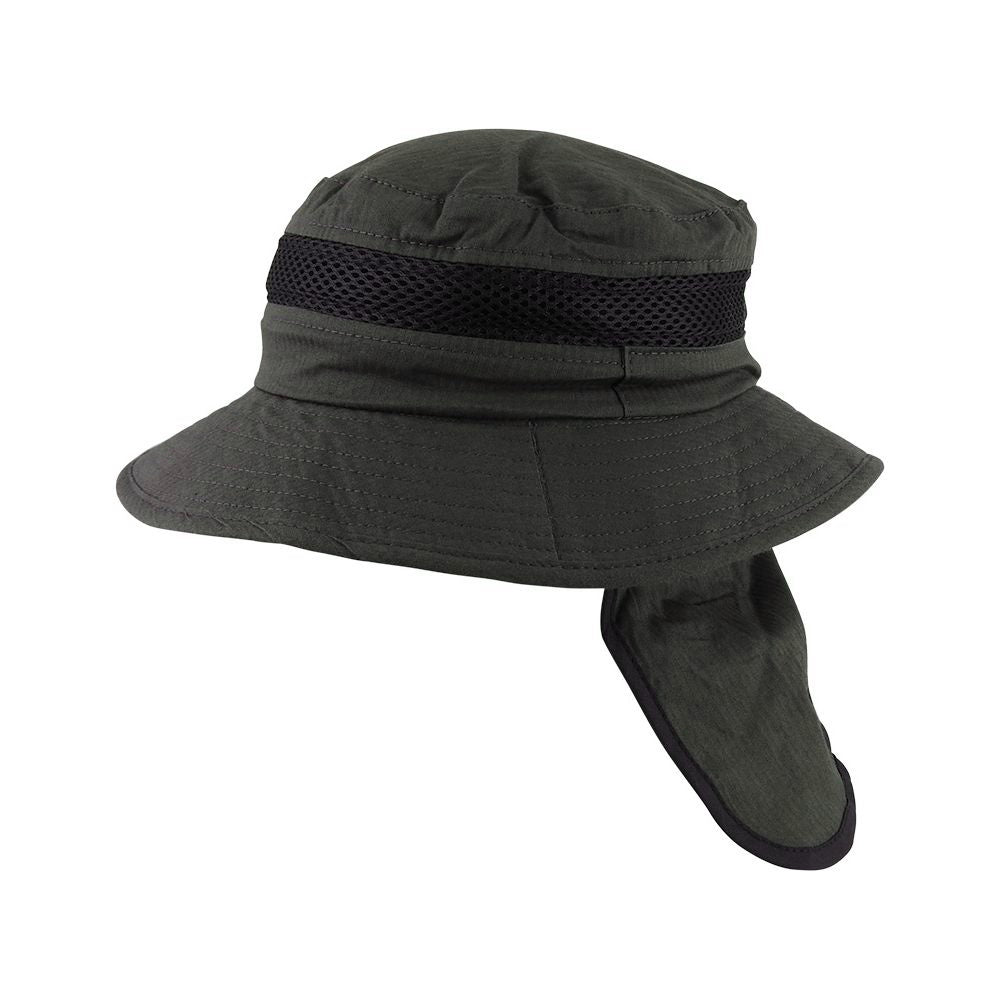 Scala Bucket Hat with Flap in Khaki