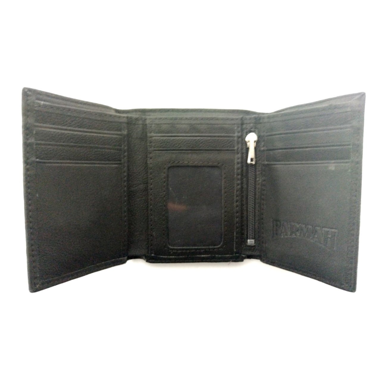 Barmah Kangaroo Leather 2 Fold Wallet Black Open