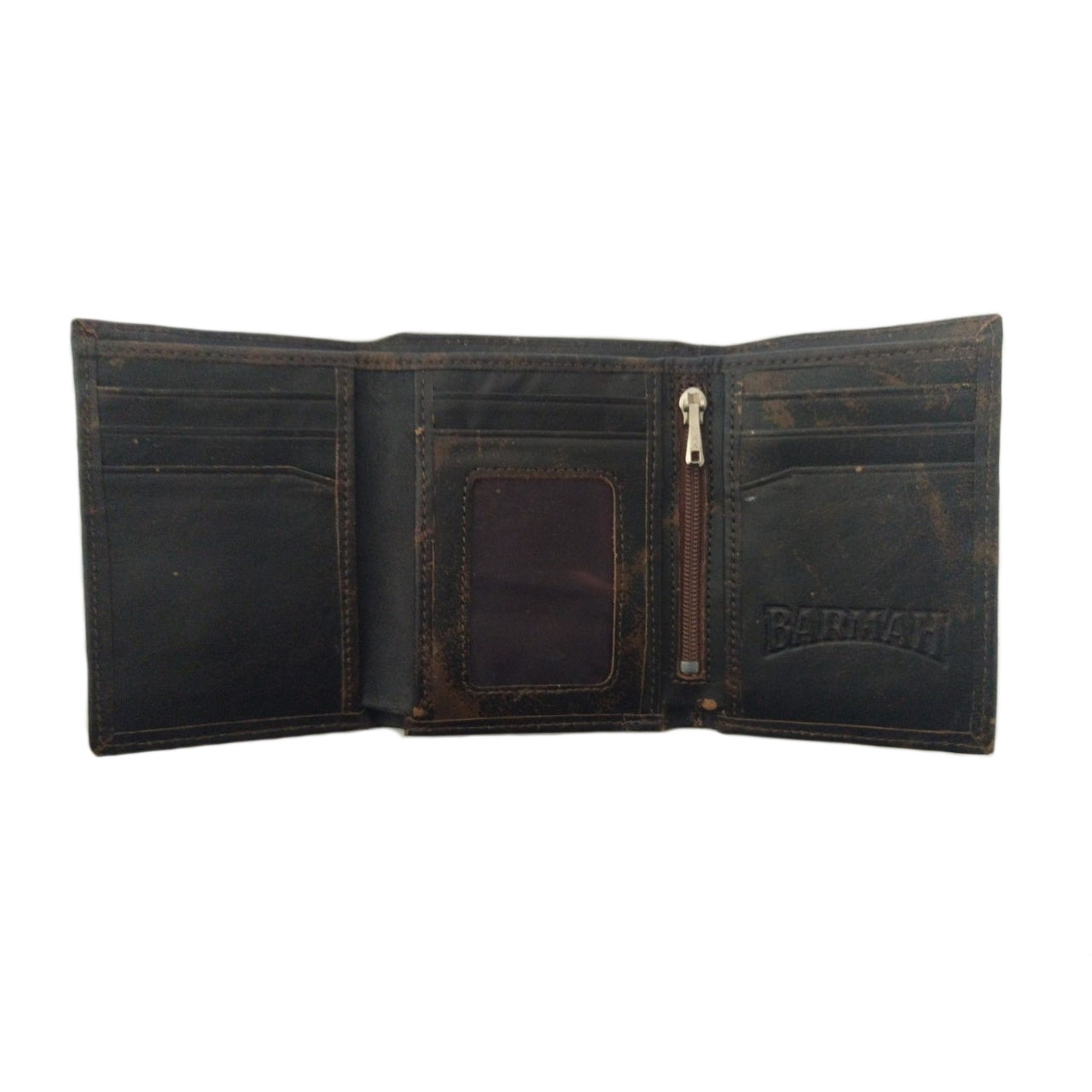 Barmah Kangaroo Leather 2 Fold Wallet Vintage Open