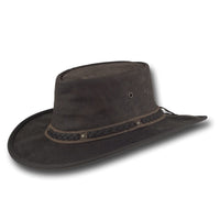 Barmah Squashy Kangaroo Leather Hat in Dark Brown