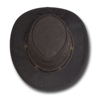 Top down view of Barmah Squashy Kangaroo Leather Hat in Dark Brown