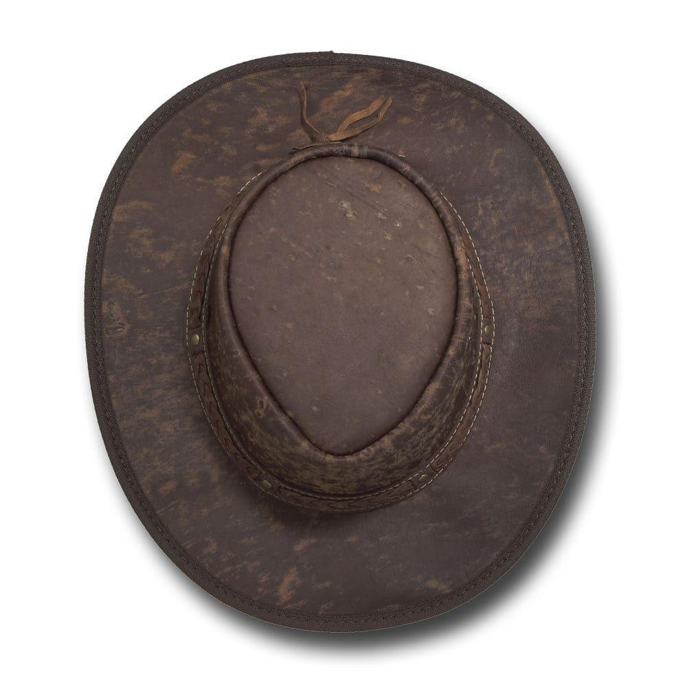 Top down view of Barmah Squashy Kangaroo Leather Hat in Hickory