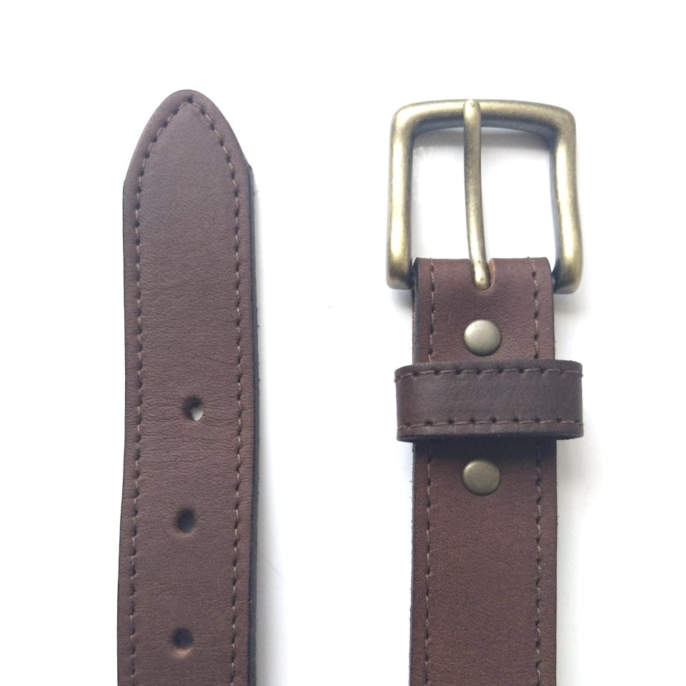 Leather Work Belt in brown with a gold buckle