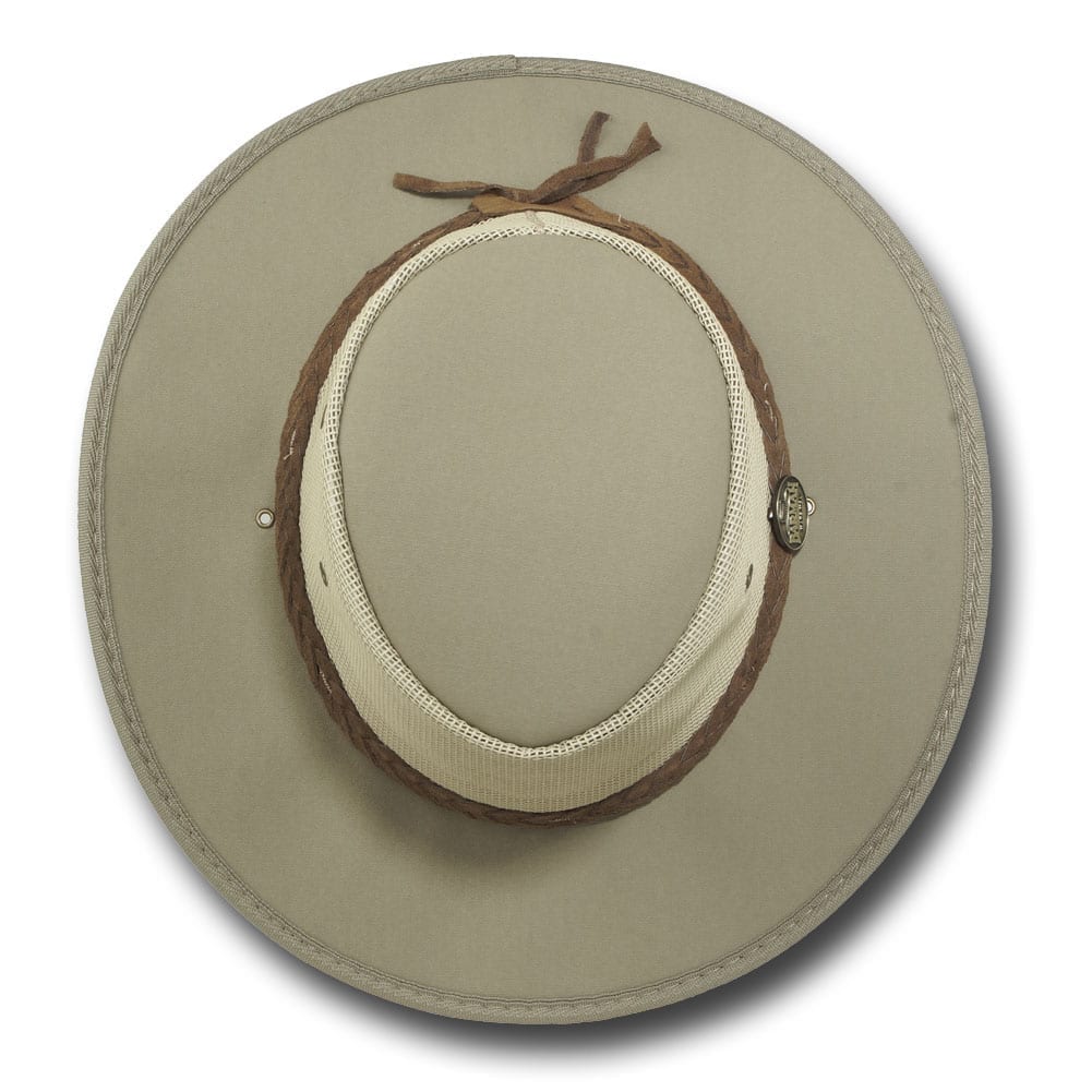 Barmah Canvas Drover Hat Khaki Top