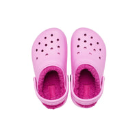 Top down view of Crocs Kids Classic Lined Clogs in Taffy Pink