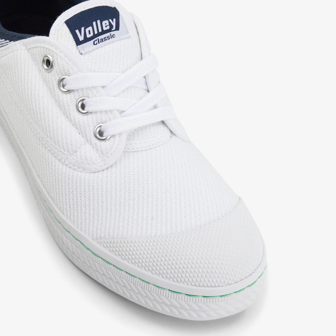 Toe of White Volley Classic Canvas Shoe