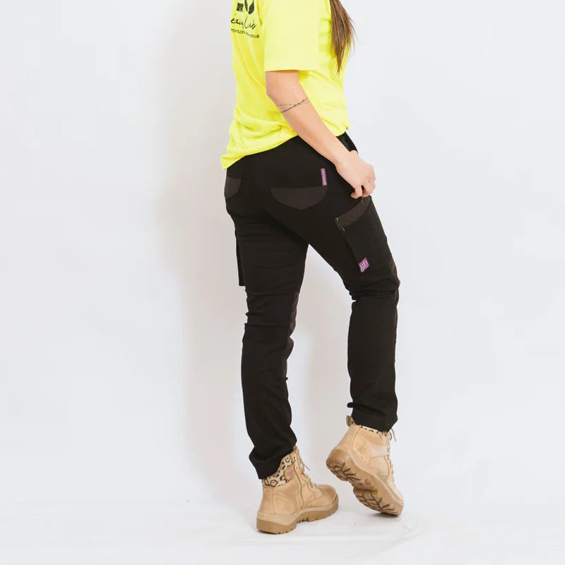 Back of Green Hip Womens SKNY Flex Pants in Black