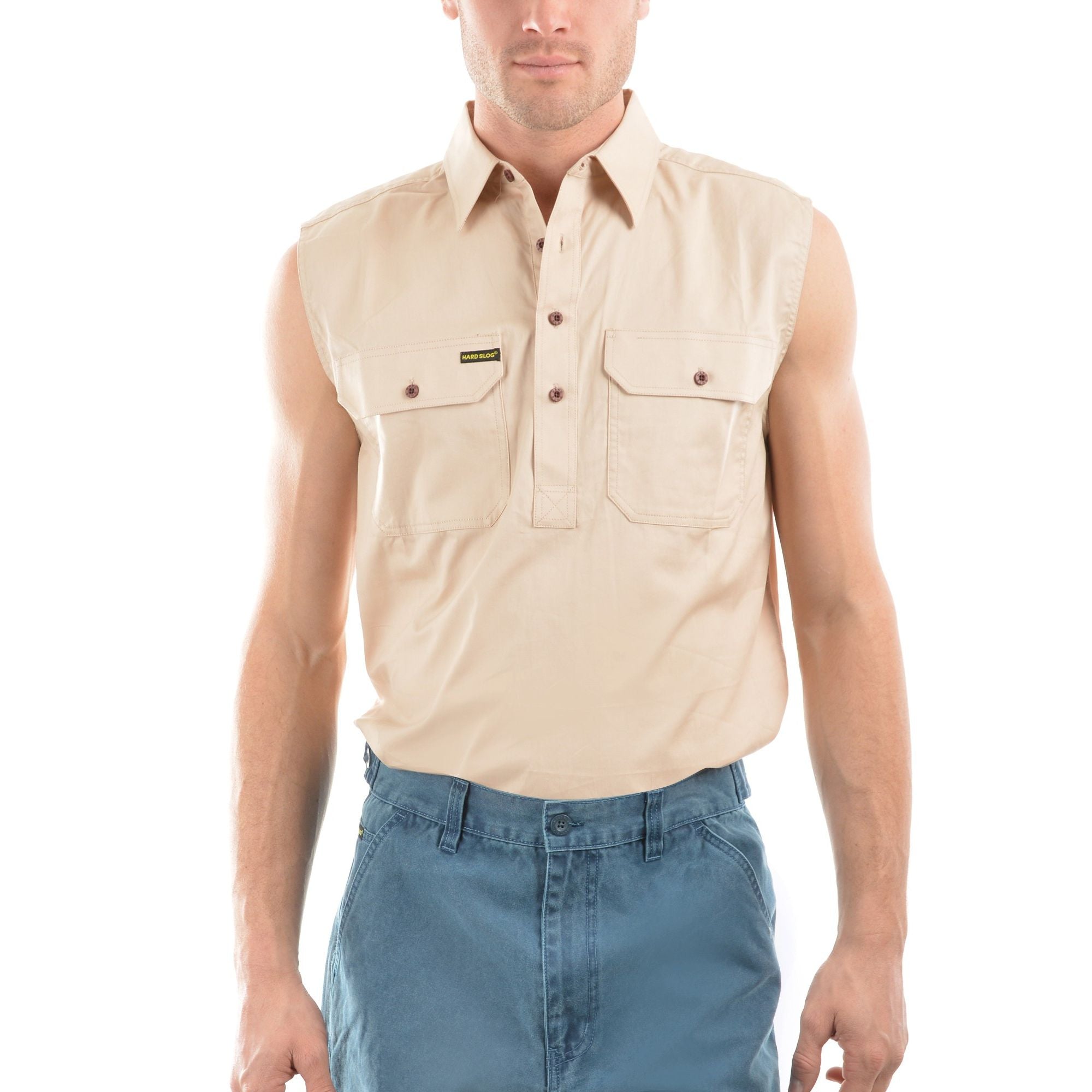 Hard Slog Mens Light Cotton Sleeveless Shirt