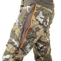 Side zip unzipped on Hunters Element Legacy Trousers in Camo