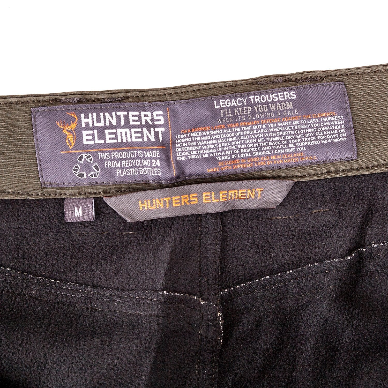 Tags and wash instructions for Hunters Element Legacy Trousers