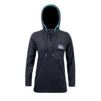 Front of Hunters Element Womens Whakarapu Long Sleeve Hood in Black