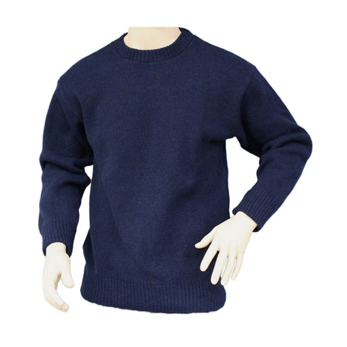 Interknit Crew Neck Wool Jumper in Navy