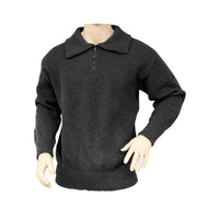 Charcoal Interknit Zip Front Wool Jumper on mannequin