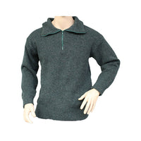 Green Interknit Zip Front Wool Jumper on mannequin
