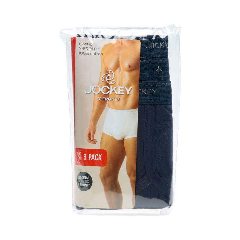 Jockey Men's Classic 3 Pack of Y Front Underwear Navy in clear pack